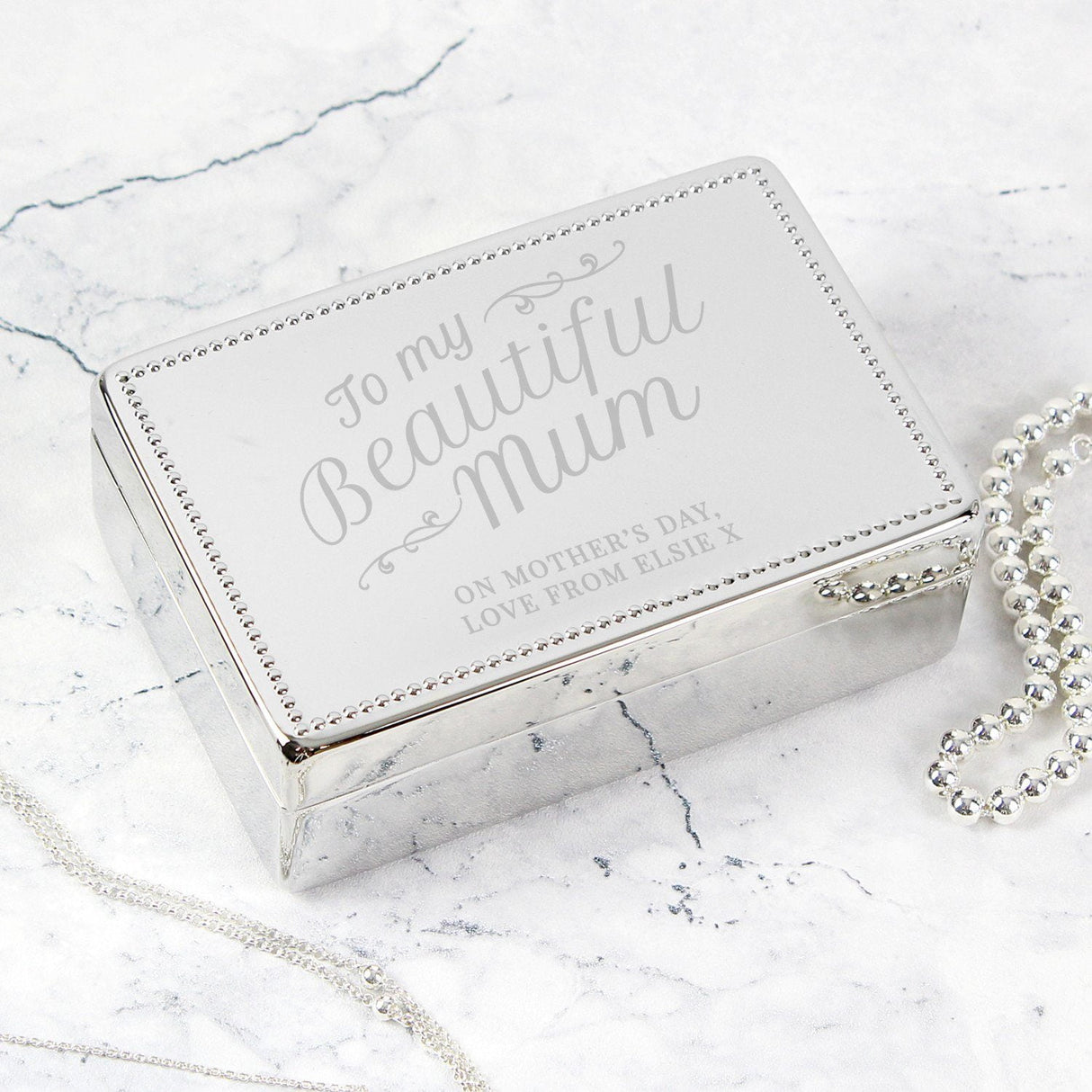 Personalised Beautiful Mum Rectangular Jewellery Box: 1 - Jewellery Boxes By Gift Moments