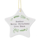 Christmas Holly Ceramic Star Decoration - Gift Moments