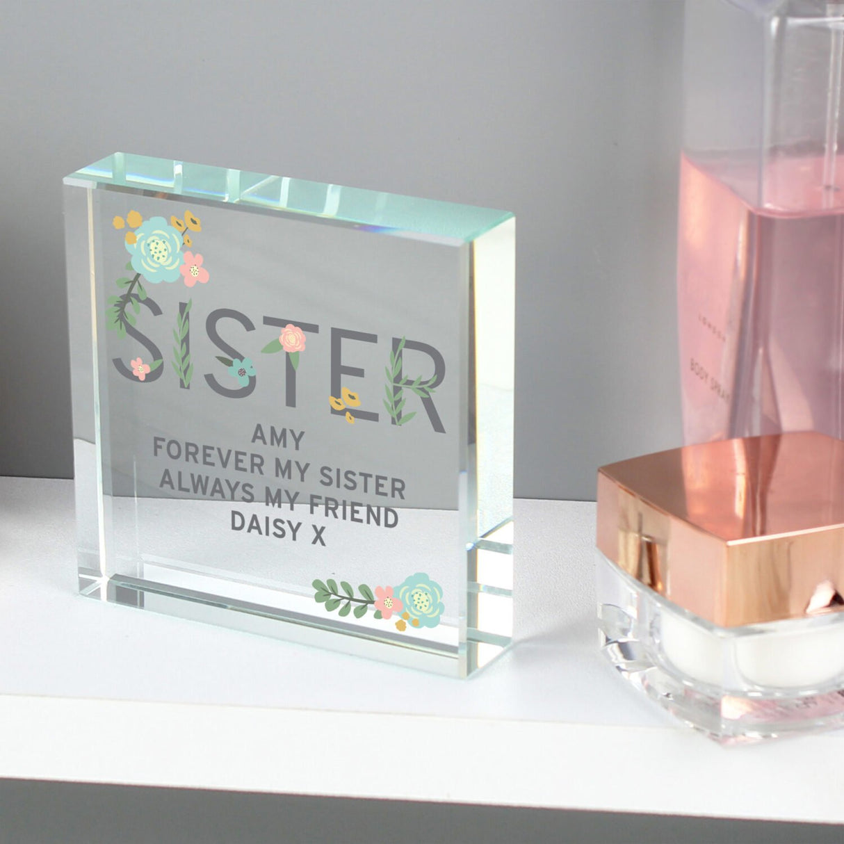 Personalised Floral Sister Crystal Token - Shop Crystal Tokens At Gift Moments - 4