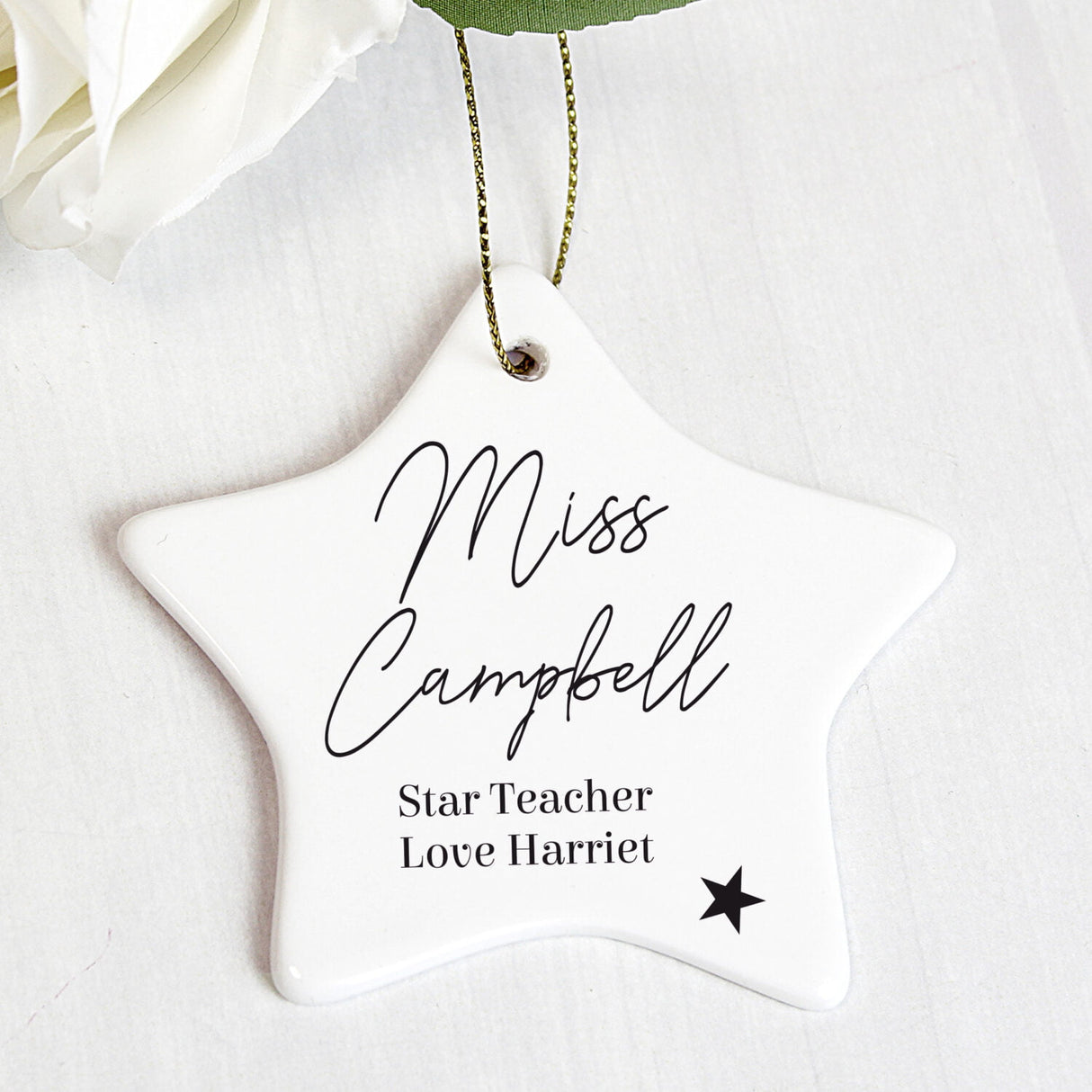Personalised Free Text Ceramic Star Decoration - Shop Christmas Decorations At Gift Moments - 1