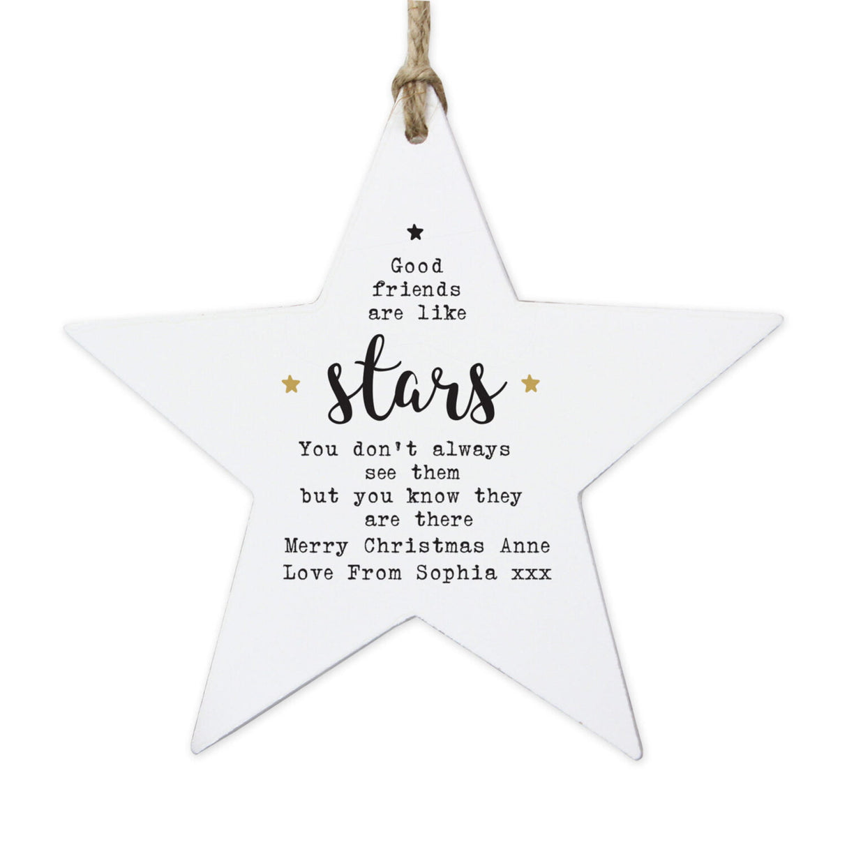 Good Friends Wooden Star Decoration - Gift Moments