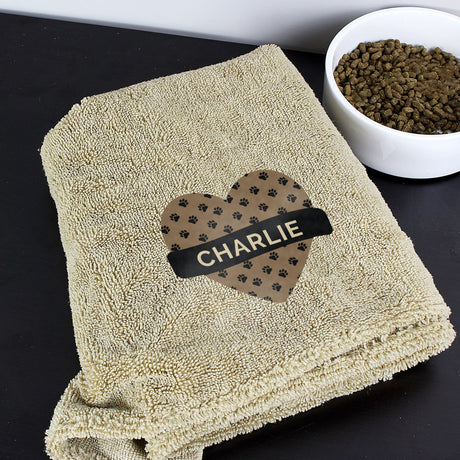 Heart Brown Microfiber Pet Towel - Gift Moments