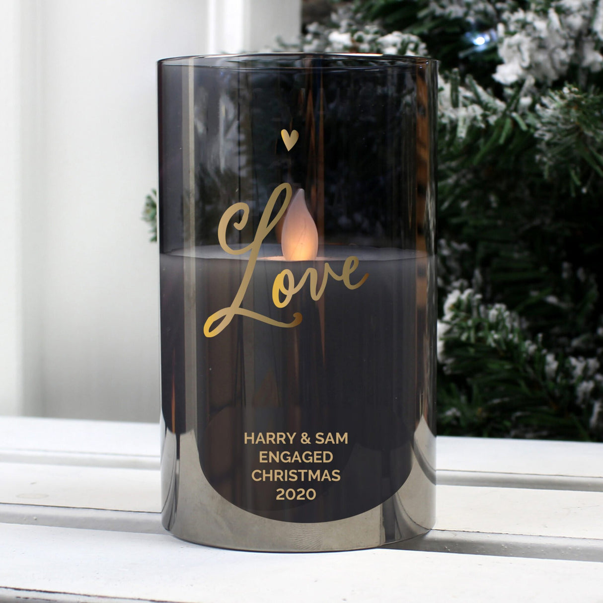 Personalised Love Smoked Glass LED Candle - Shop LED Lighting At Gift Moments - 3