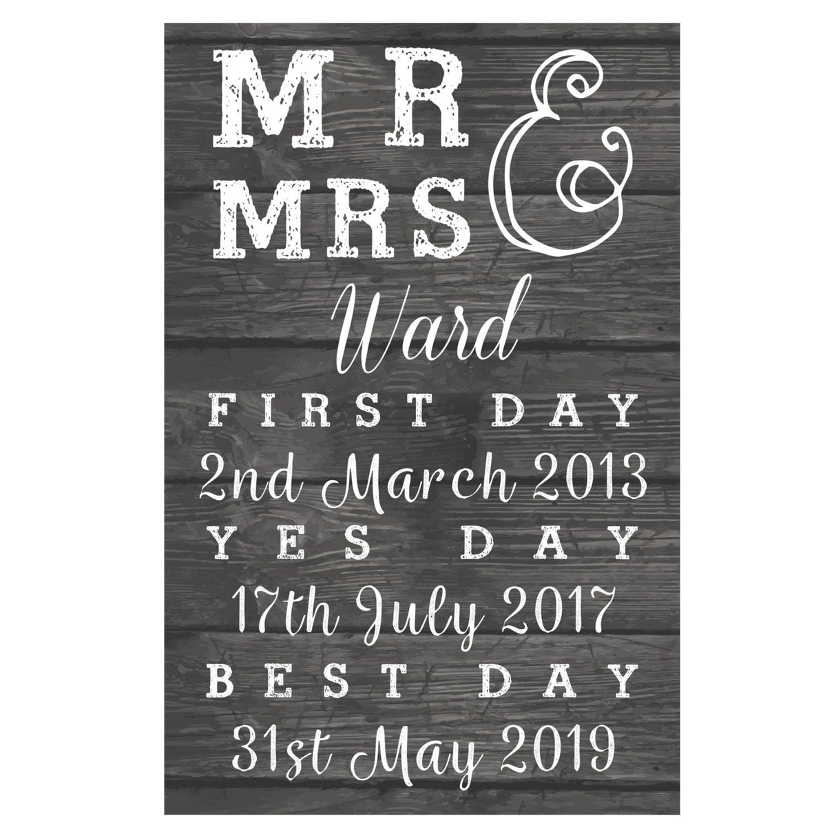 Mr & Mrs, First Day, Yes Day & Best Day Metal Sign - Gift Moments