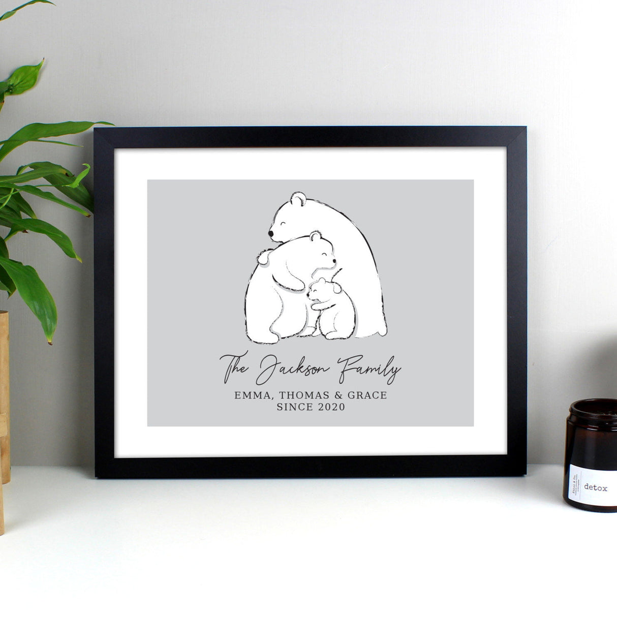 Personalised Polar Bear Family Black Framed Print: 3 - Framed Prints By Gift Moments