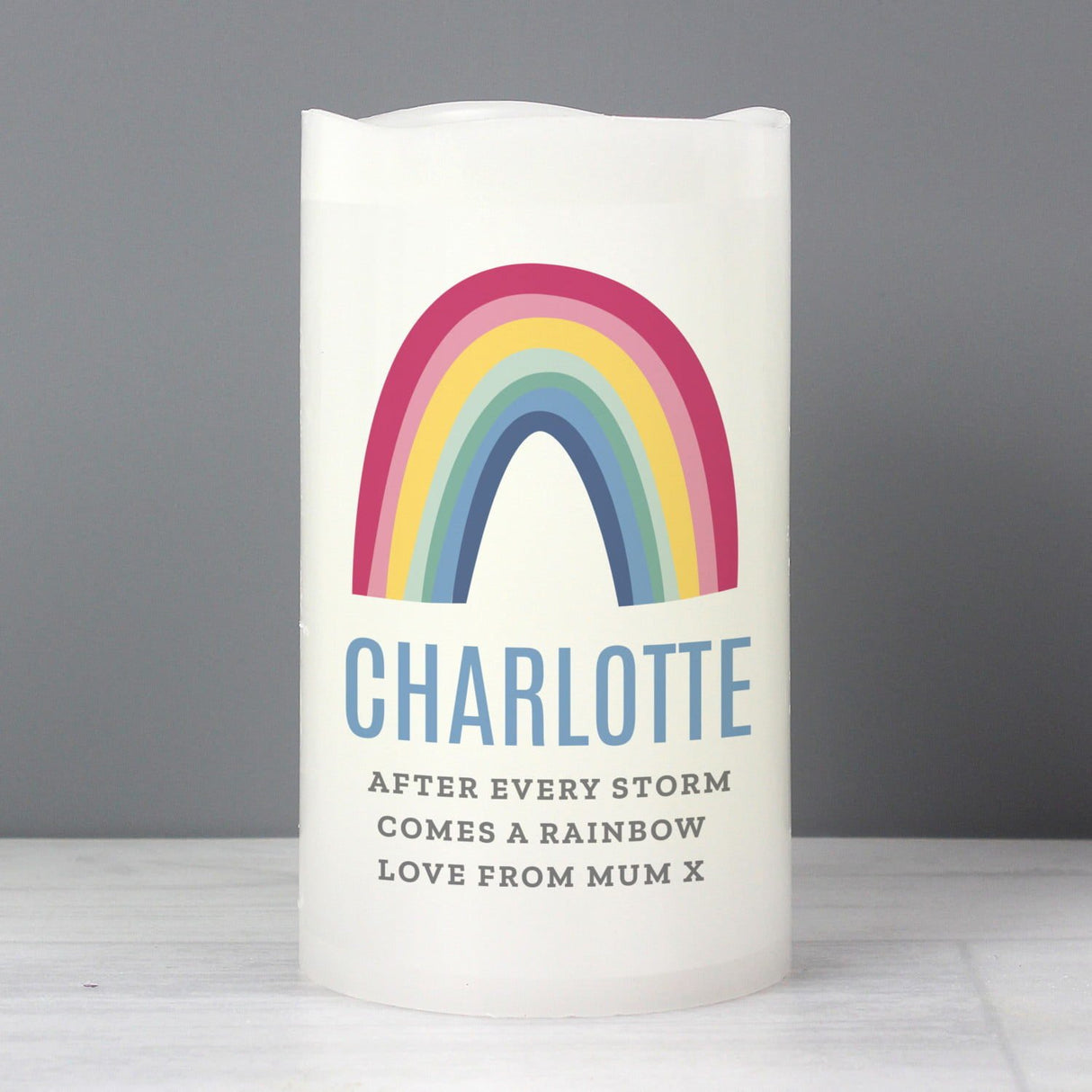 Personalised Rainbow LED Candle: 3 - LED Lighting By Gift Moments