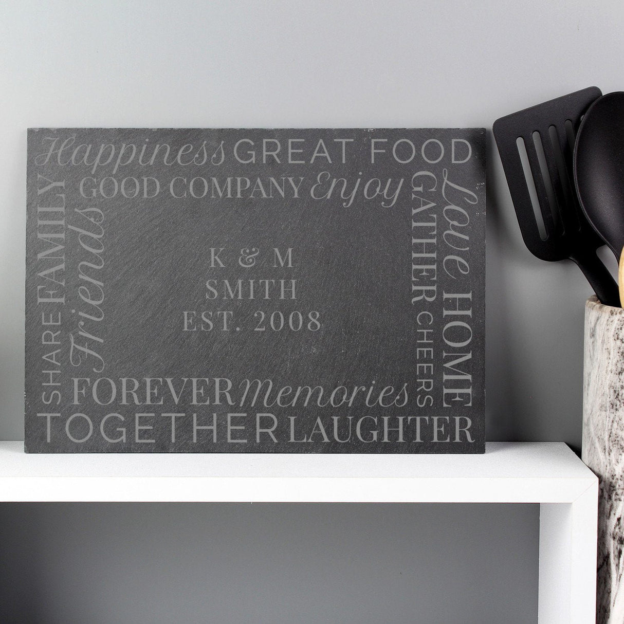 Personalised ’Together’ Slate Placemat: 2 - Placemats By Gift Moments