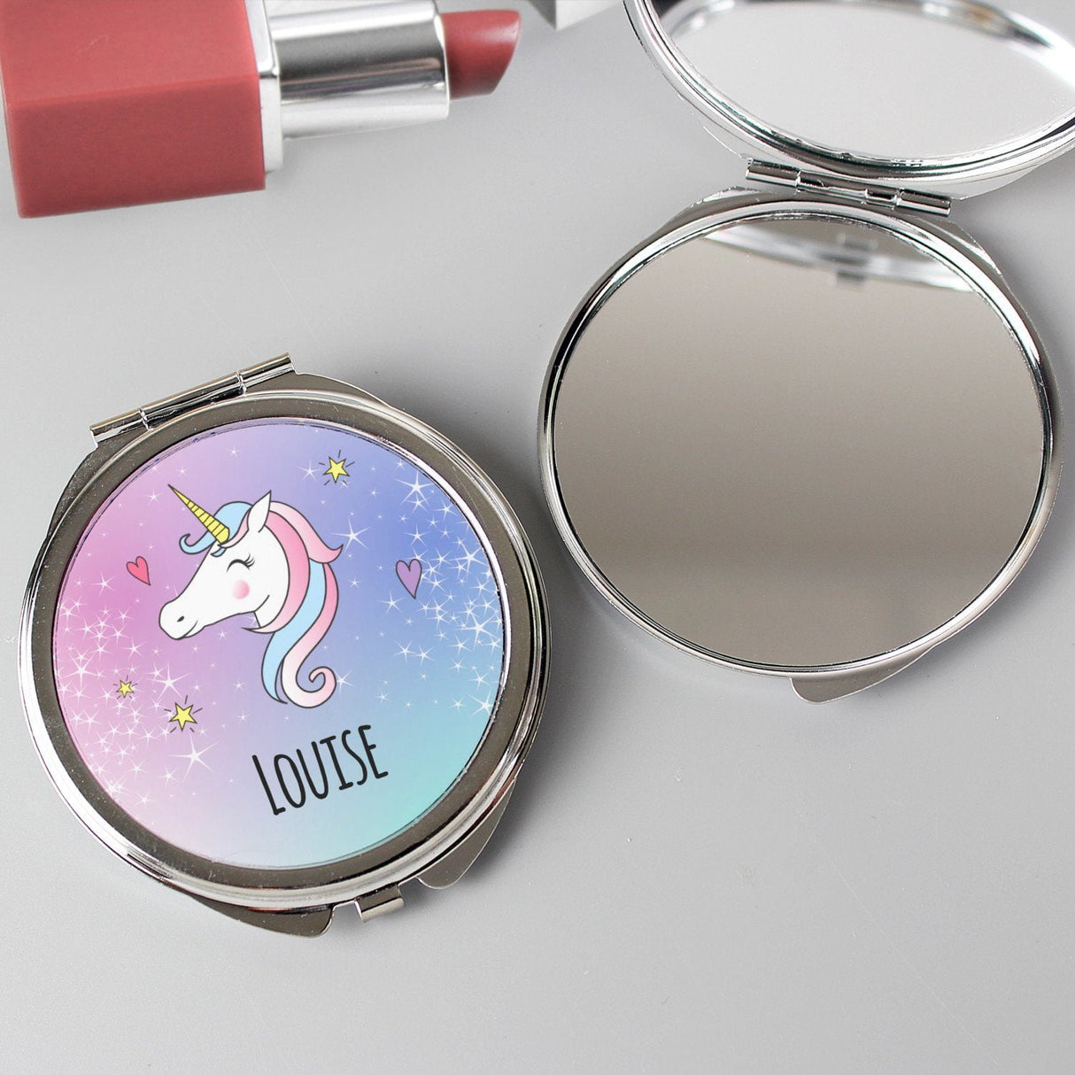 Personalised Unicorn Compact Mirror: 2 - Compact Mirrors By Gift Moments