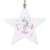 Unicorn Wooden Star Decoration - Gift Moments