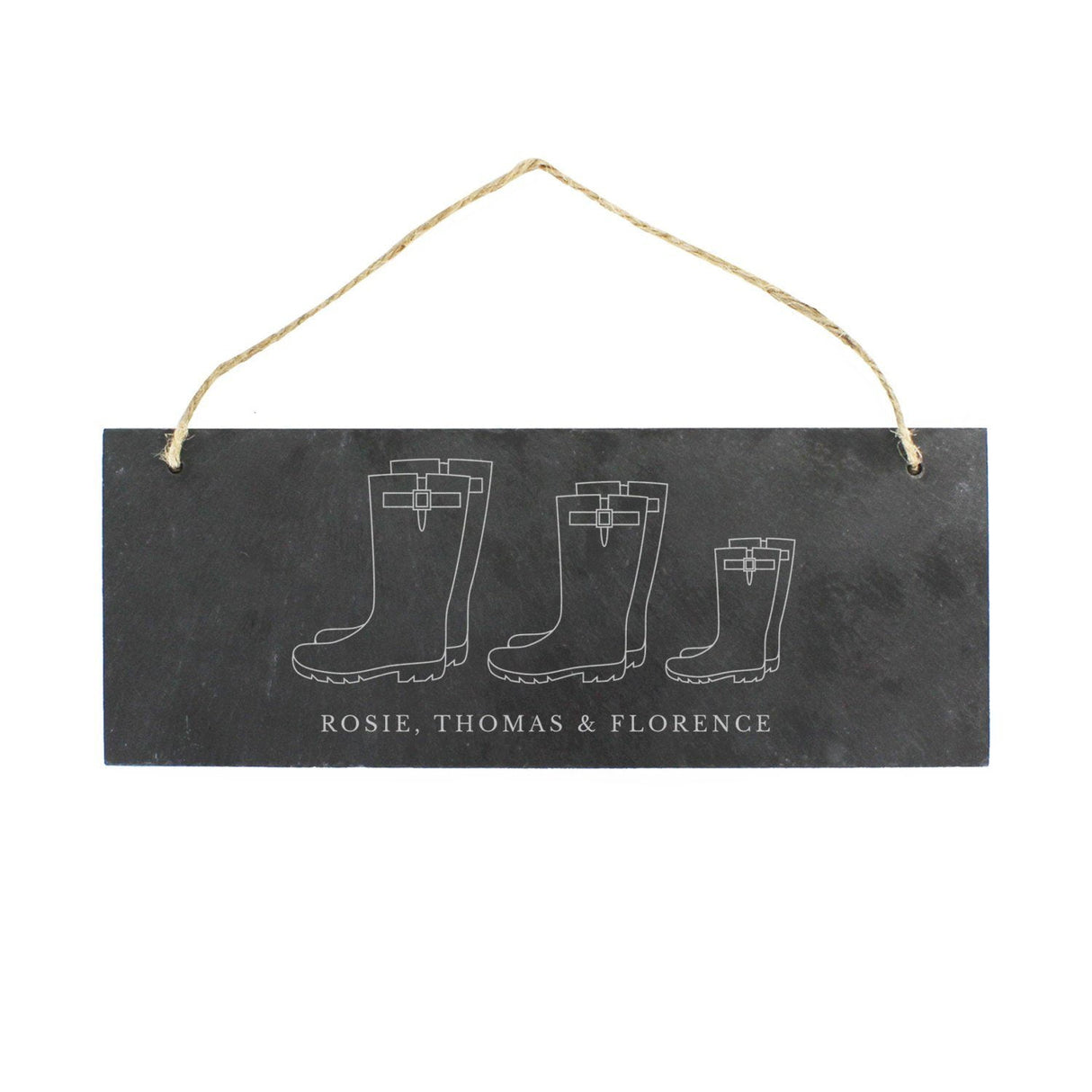 Welly Boot Family of Three Hanging Slate Plaque - Gift Moments