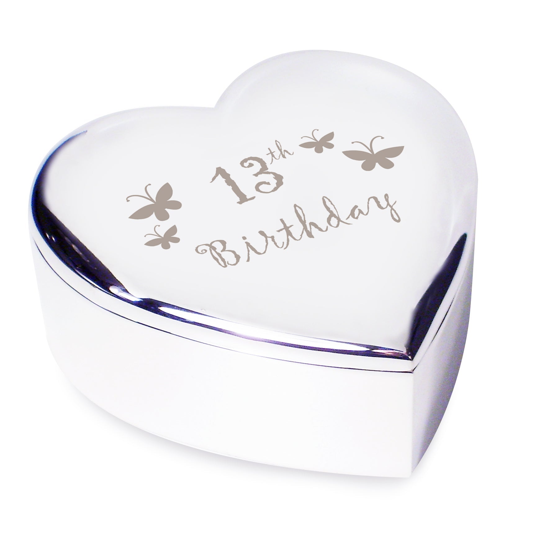 13th Birthday Butterflies Heart Trinket Box: 3 - Trinket Boxes By Gift Moments