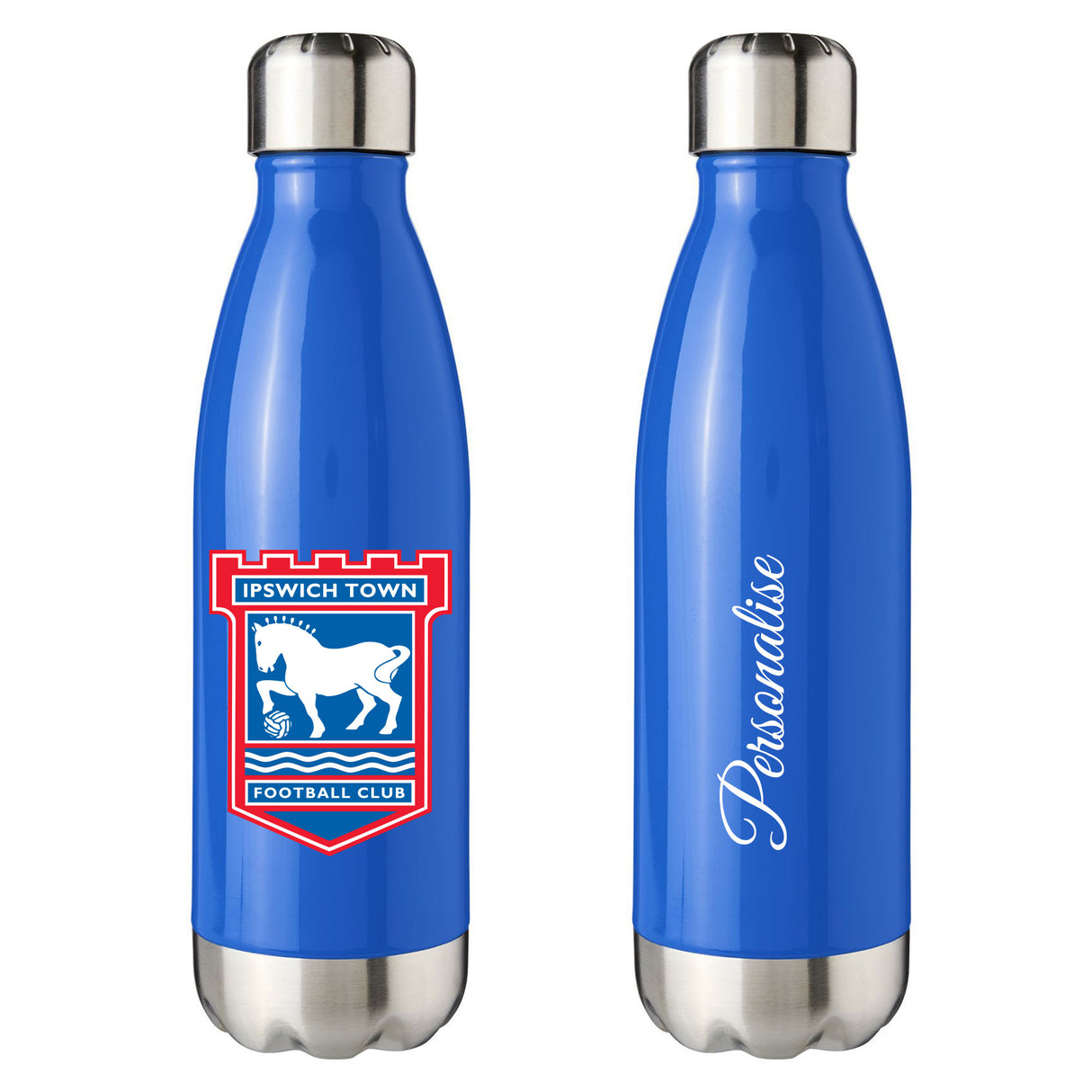 Personalised Ipswich Town FC Crest Blue Insulated Water Bottle