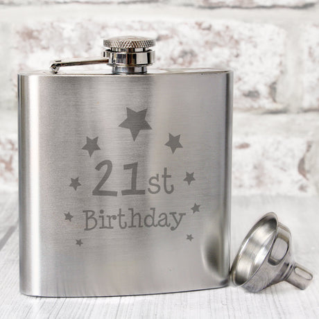 21st Birthday Hip Flask: 1 - Hip Flasks By Gift Moments