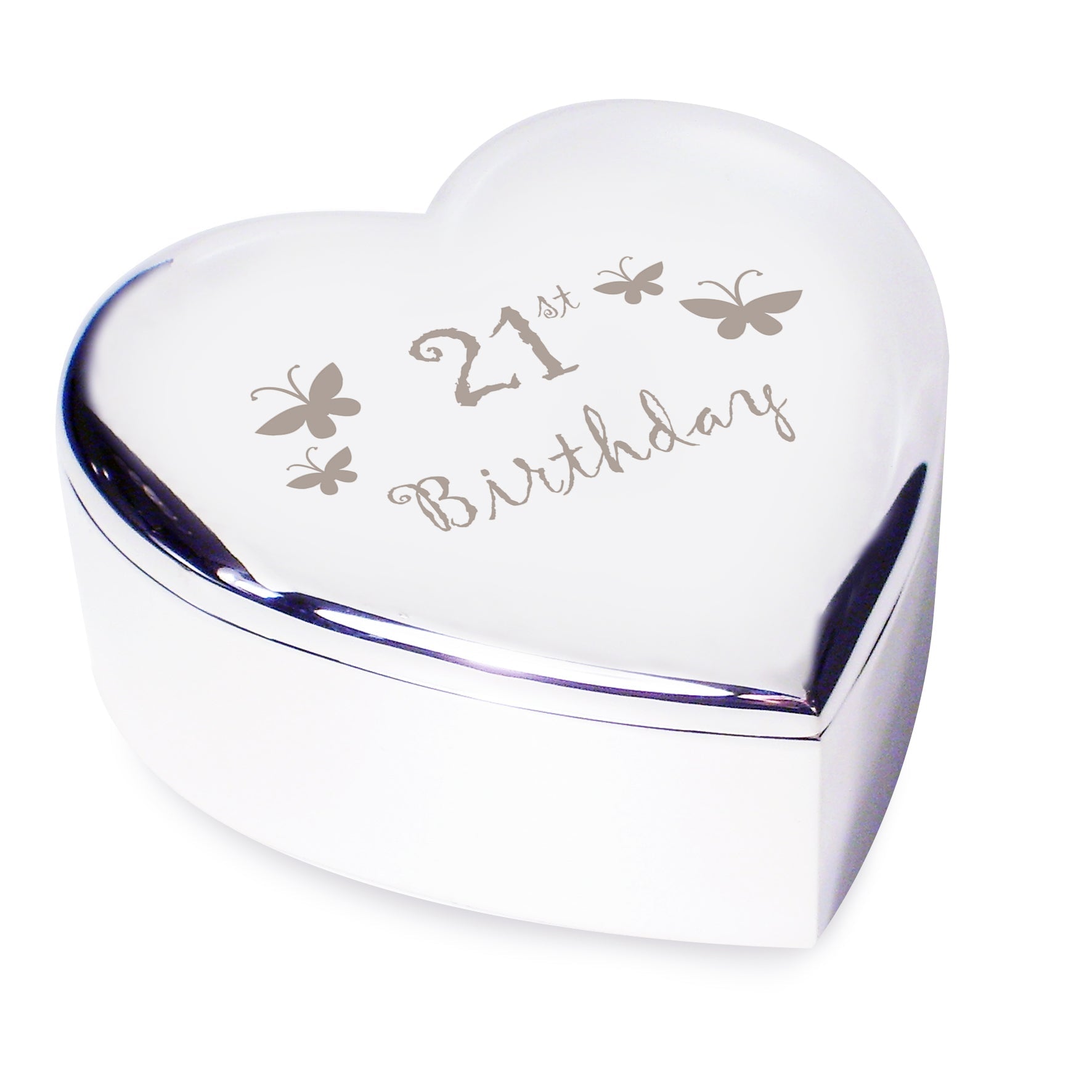 21st Butterflies Heart Trinket Box: 3 - Trinket Boxes By Gift Moments