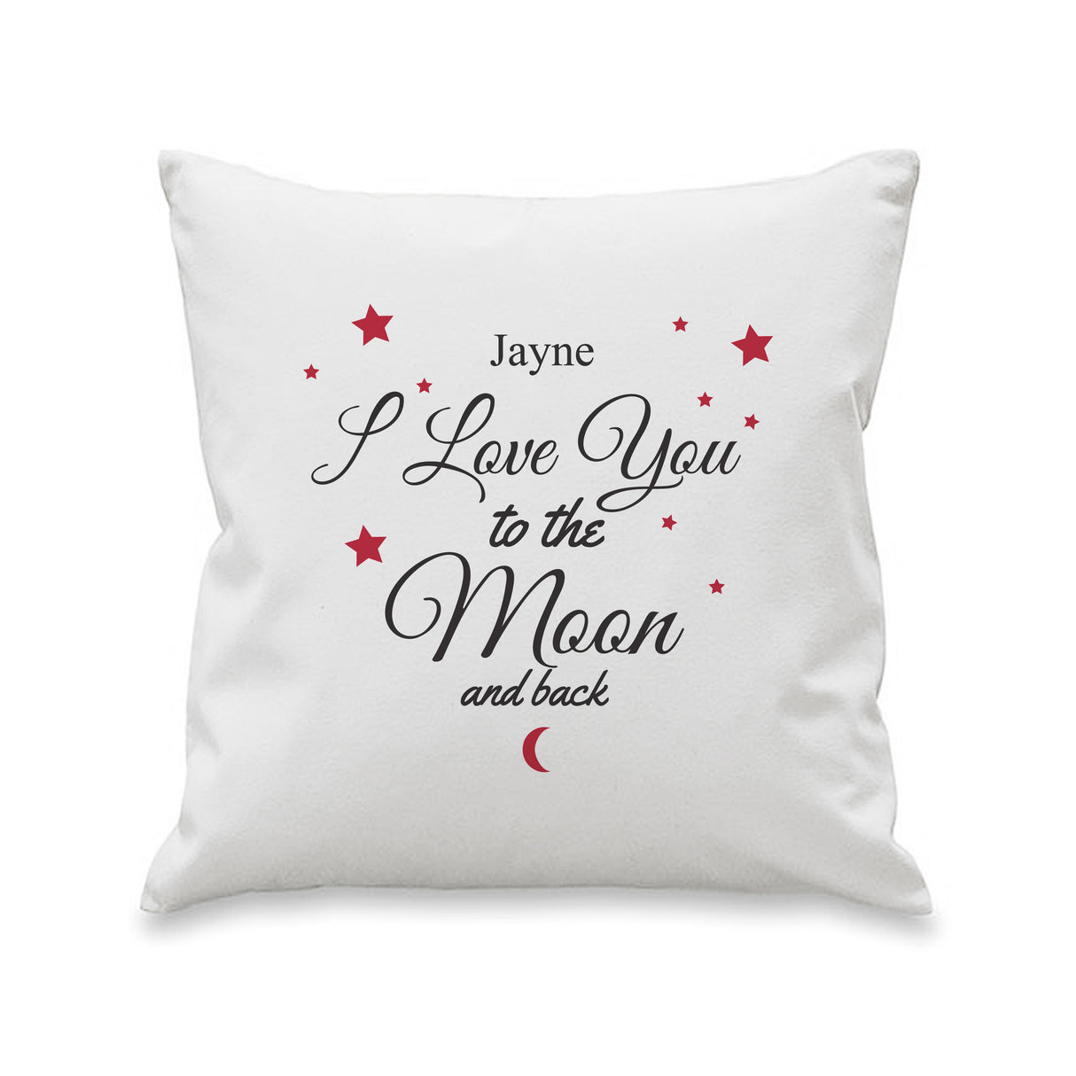 Personalised To The Moon & Back White Cushion