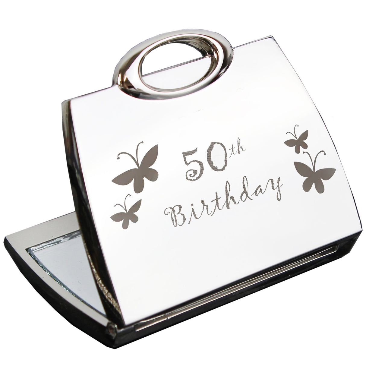 50th Birthday Butterfly Handbag Compact Mirror: 2 - Compact Mirrors By Gift Moments