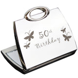 50th Birthday Butterfly Handbag Compact Mirror: 2 - Compact Mirrors By Gift Moments
