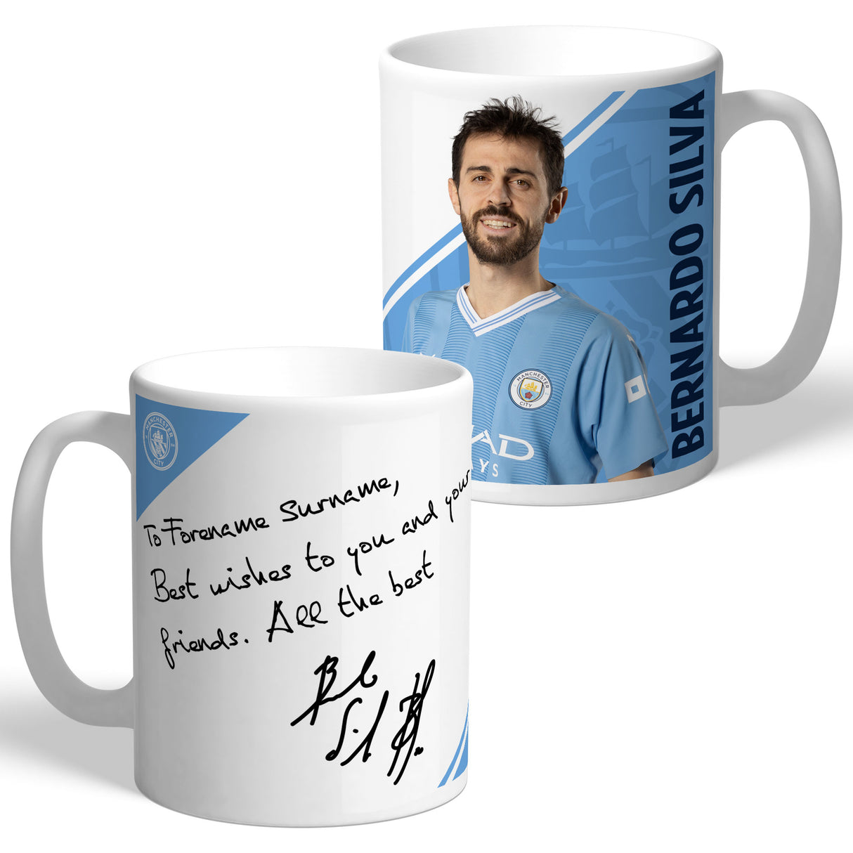 Personalised Manchester City FC Bernardo Autograph Mug