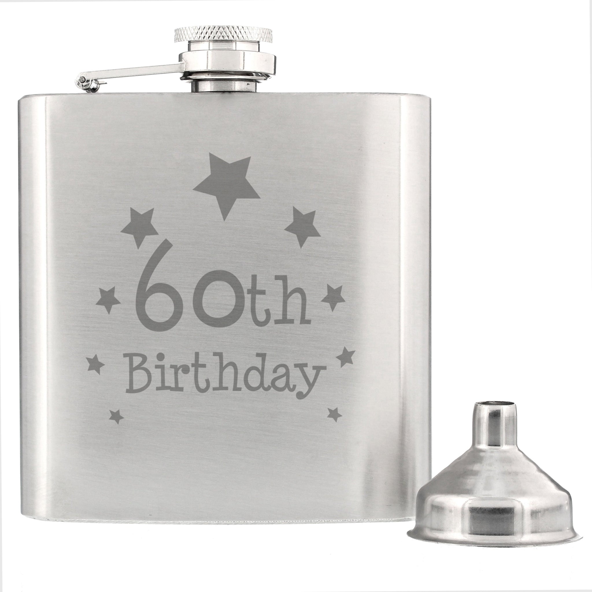 60th Birthday Hip Flask: 3 - Hip Flasks By Gift Moments