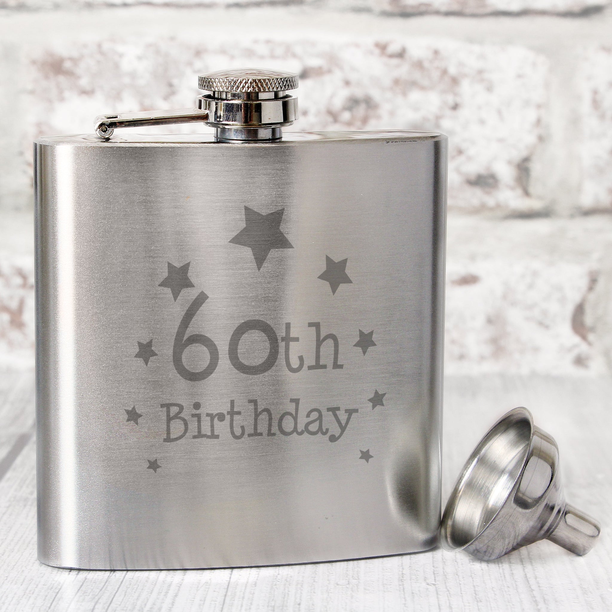60th Birthday Hip Flask: 1 - Hip Flasks By Gift Moments