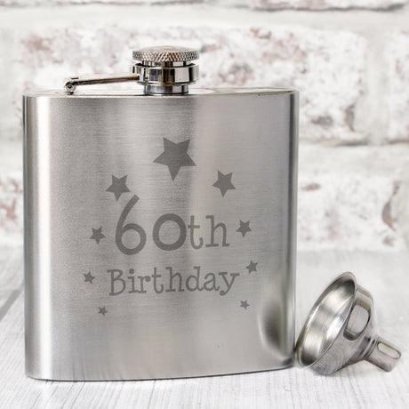 60th Birthday Hip Flask: 1 - Hip Flasks By Gift Moments