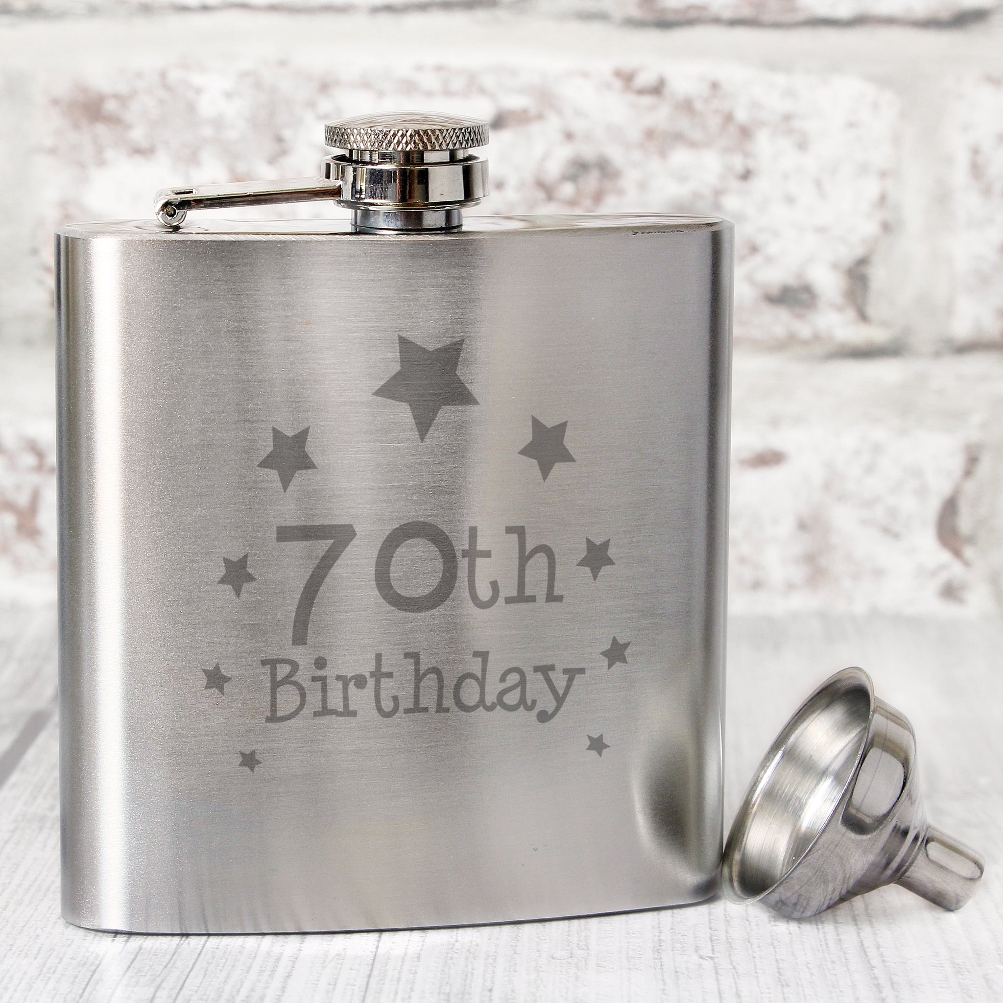70th Birthday Hip Flask: 1 - Hip Flasks By Gift Moments
