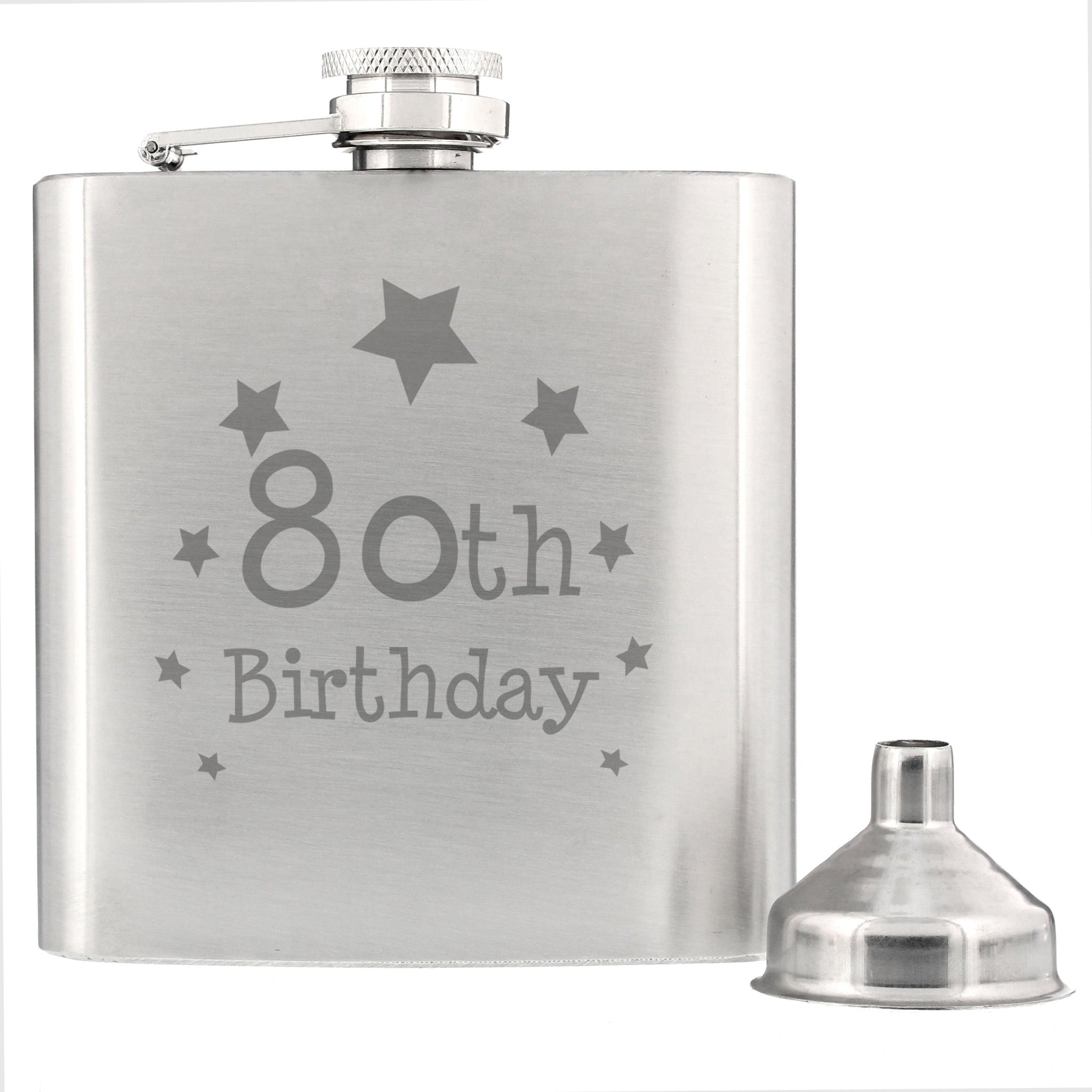 80th Birthday Hip Flask: 3 - Hip Flasks By Gift Moments