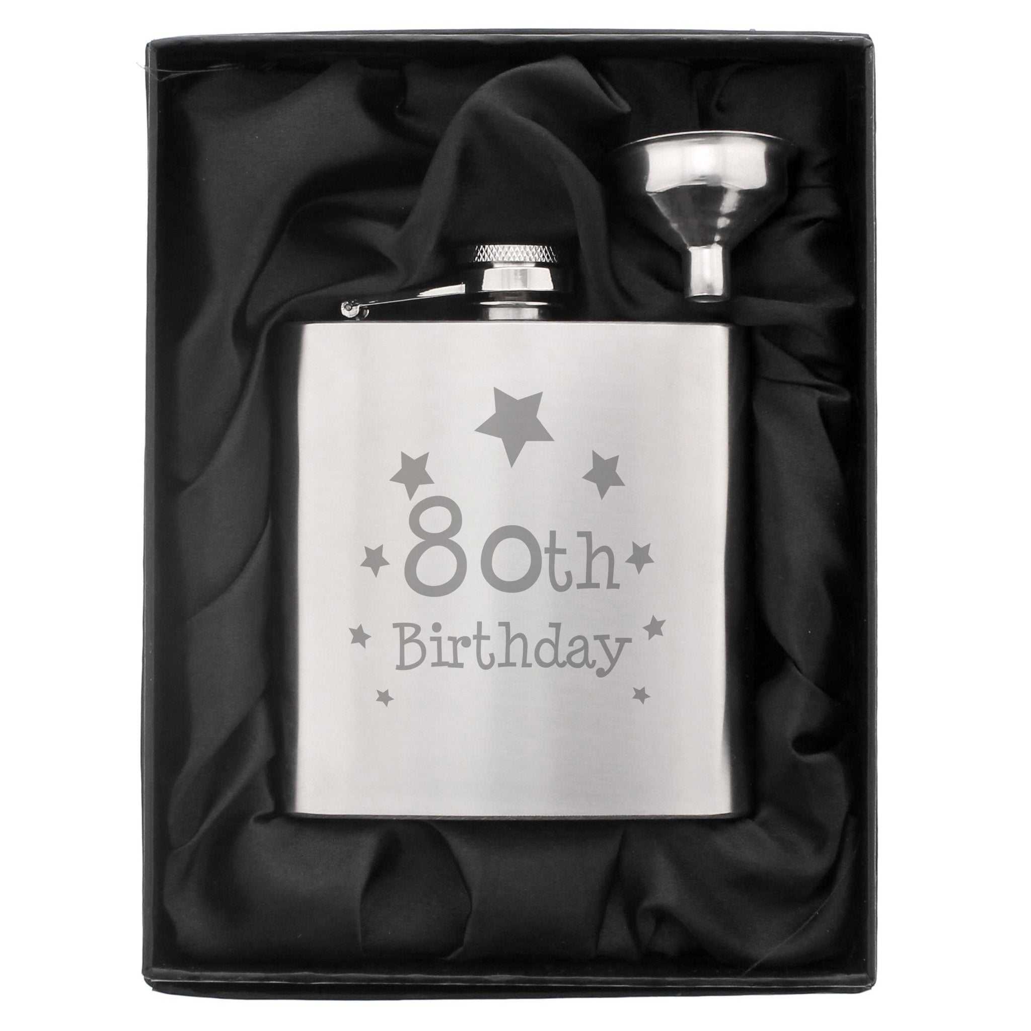 80th Birthday Hip Flask: 2 - Hip Flasks By Gift Moments