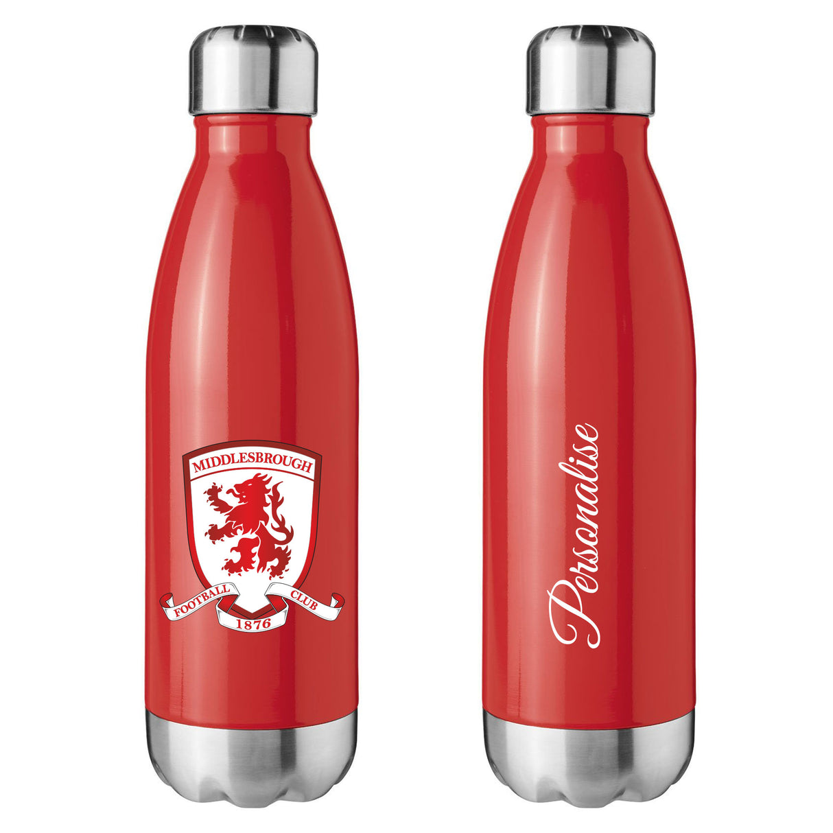 Personalised Middlesbrough FC Crest Red Insulated Water Bottle