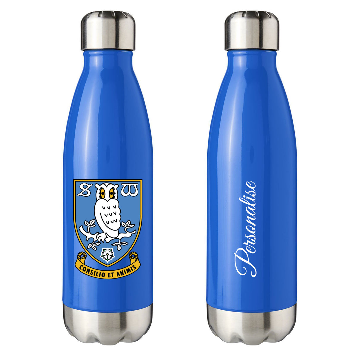 Personalised Sheffield Wednesday FC Crest Blue Insulated Water Bottle