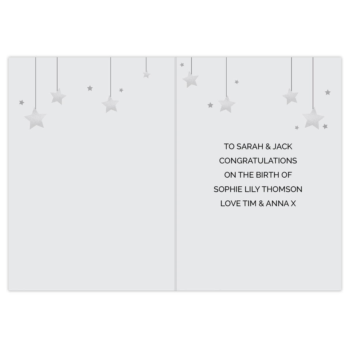 Personalised New Baby Moon & Stars Card