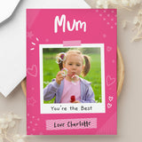 Personalised Pink Polaroid Wreath Photo Upload Card