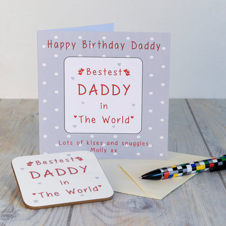 Personalised Bestest Daddy Coaster Card