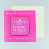 Personalised Prosecco Princess Coaster Card