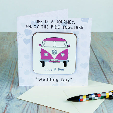 Personalised VW Camper Wedding Coaster Cards