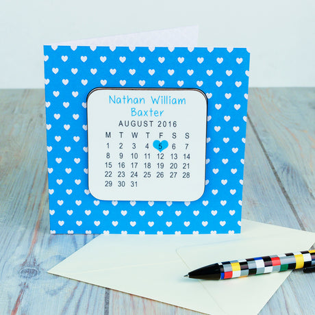 Personalised New Baby Date Coaster Card