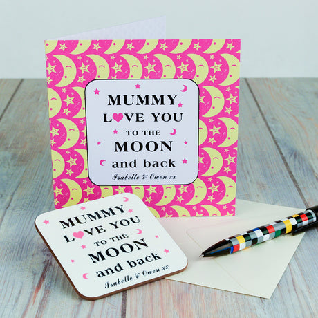 Personalised Moon & Back Coaster Card