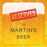 Personalised Reserved Beer Coaster Card