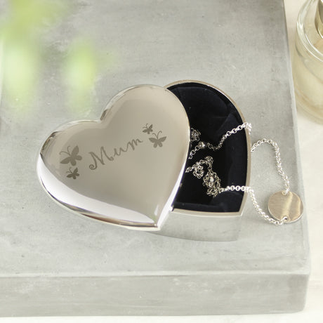 Mum Butterflies Heart Trinket Box