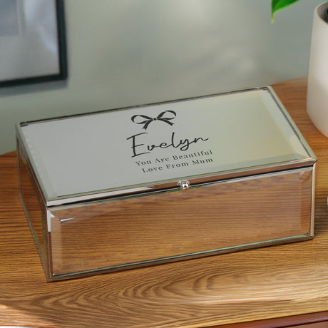 Personalised Bow Mirrored Jewellery Box - Shop At Gift Moments - 1