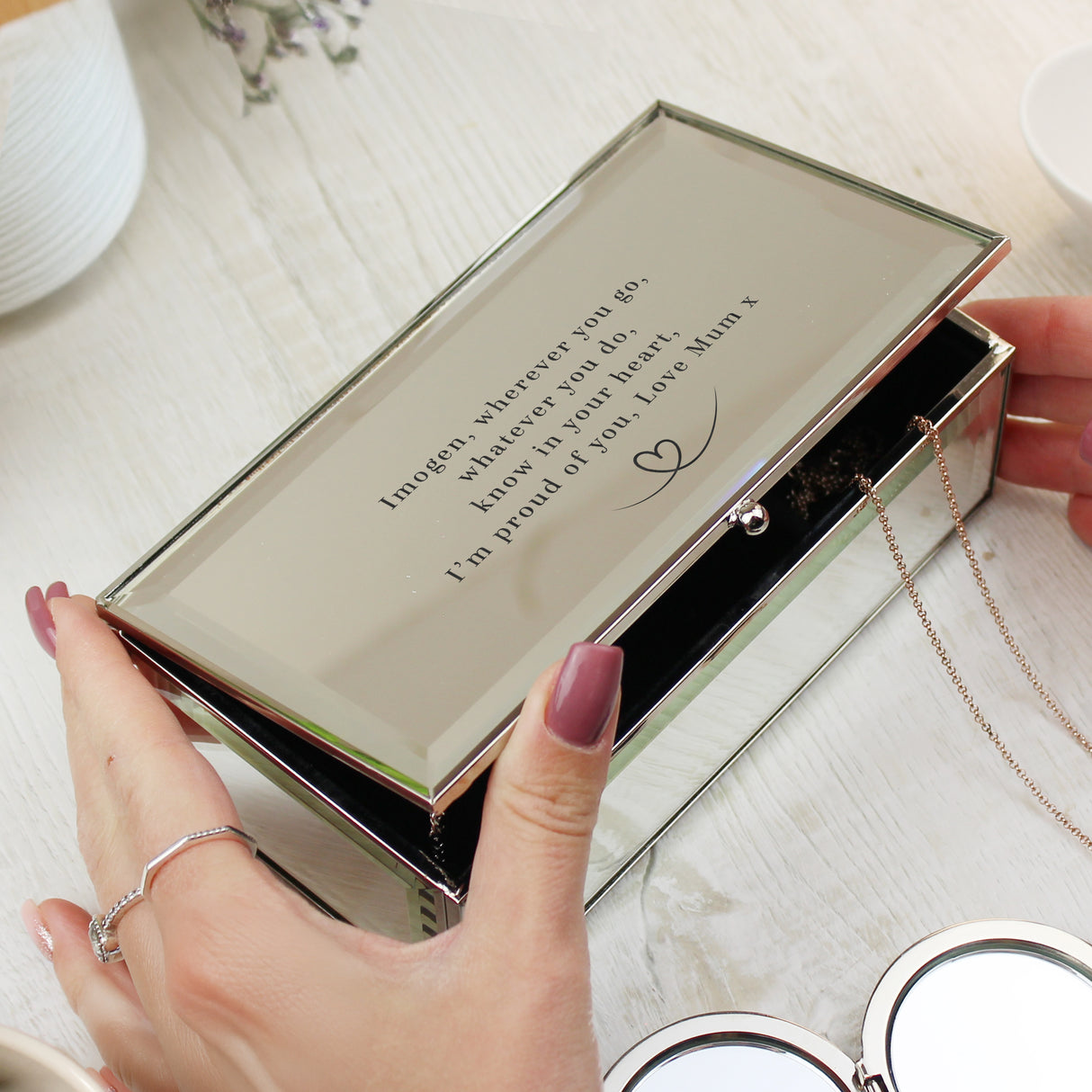 Personalised Heart Mirrored Jewellery Box - Shop At Gift Moments - 2