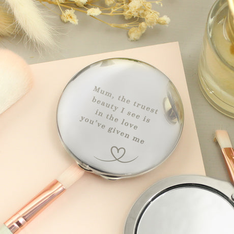 Personalised Heart Round Compact Mirror - Shop At Gift Moments - 1