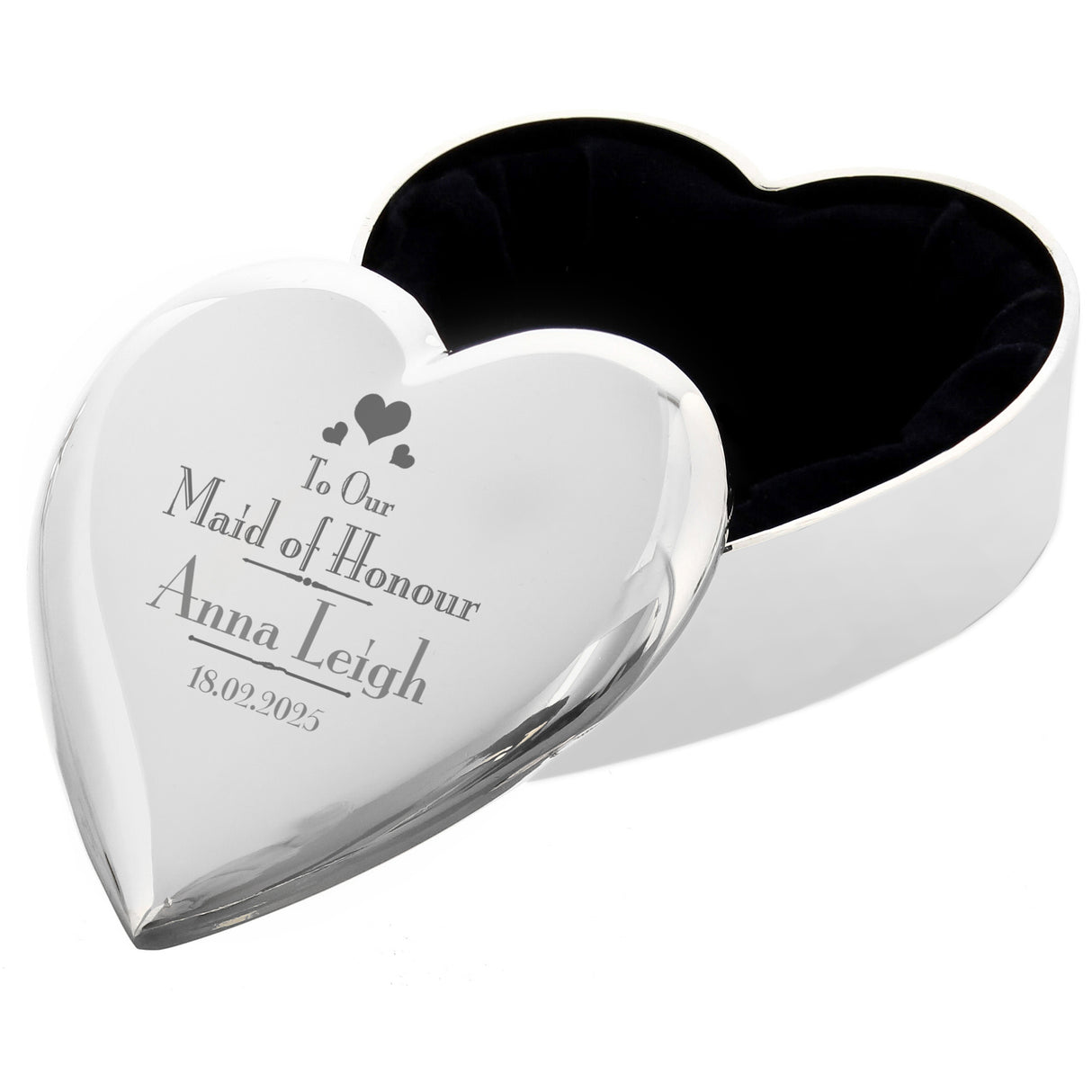 Personalised Wedding Maid of Honour Heart Trinket Box
