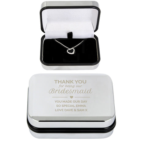 Personalised Bridesmaid Box and Heart Necklace