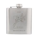 Personalised Monochrome Floral Hip Flask