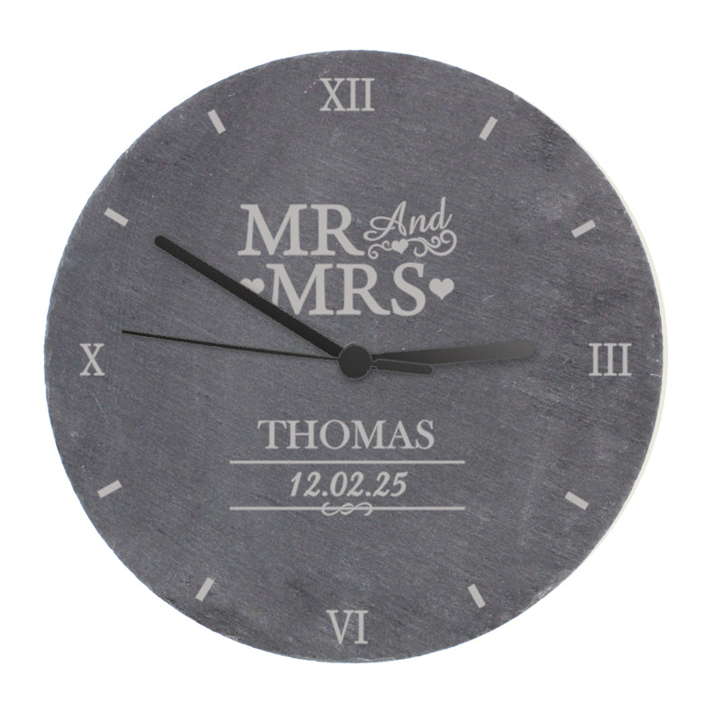Personalised Mr & Mrs Slate Clock