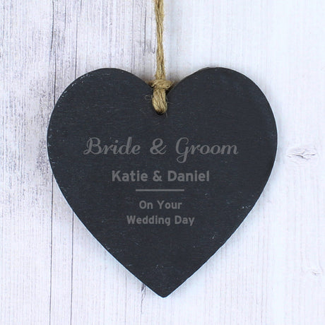 Personalised Classic Slate Heart Decoration