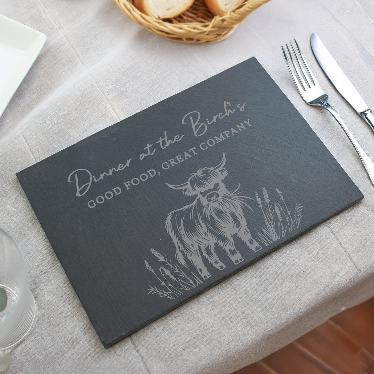 Personalised Highland Cow Slate Placemat - Shop At Gift Moments - 4