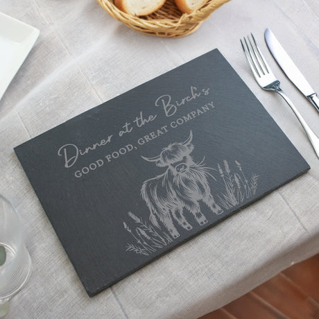 Personalised Highland Cow Slate Placemat - Shop At Gift Moments - 4