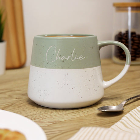 Personalised Name Green Speckled Ceramic Mug - Shop Mugs At Gift Moments - 1